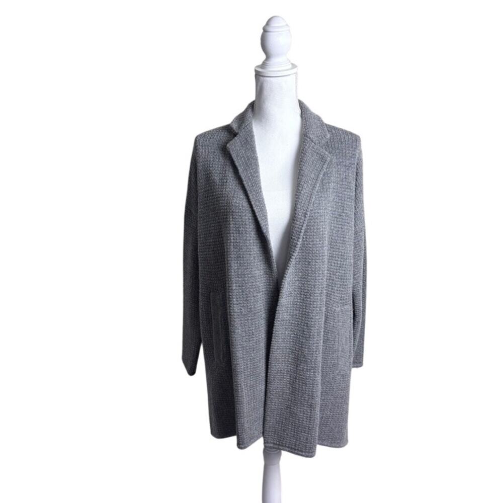 Madewell Laguna Stitch Sweater Coat Gray Wool Blend Quiet Luxury S